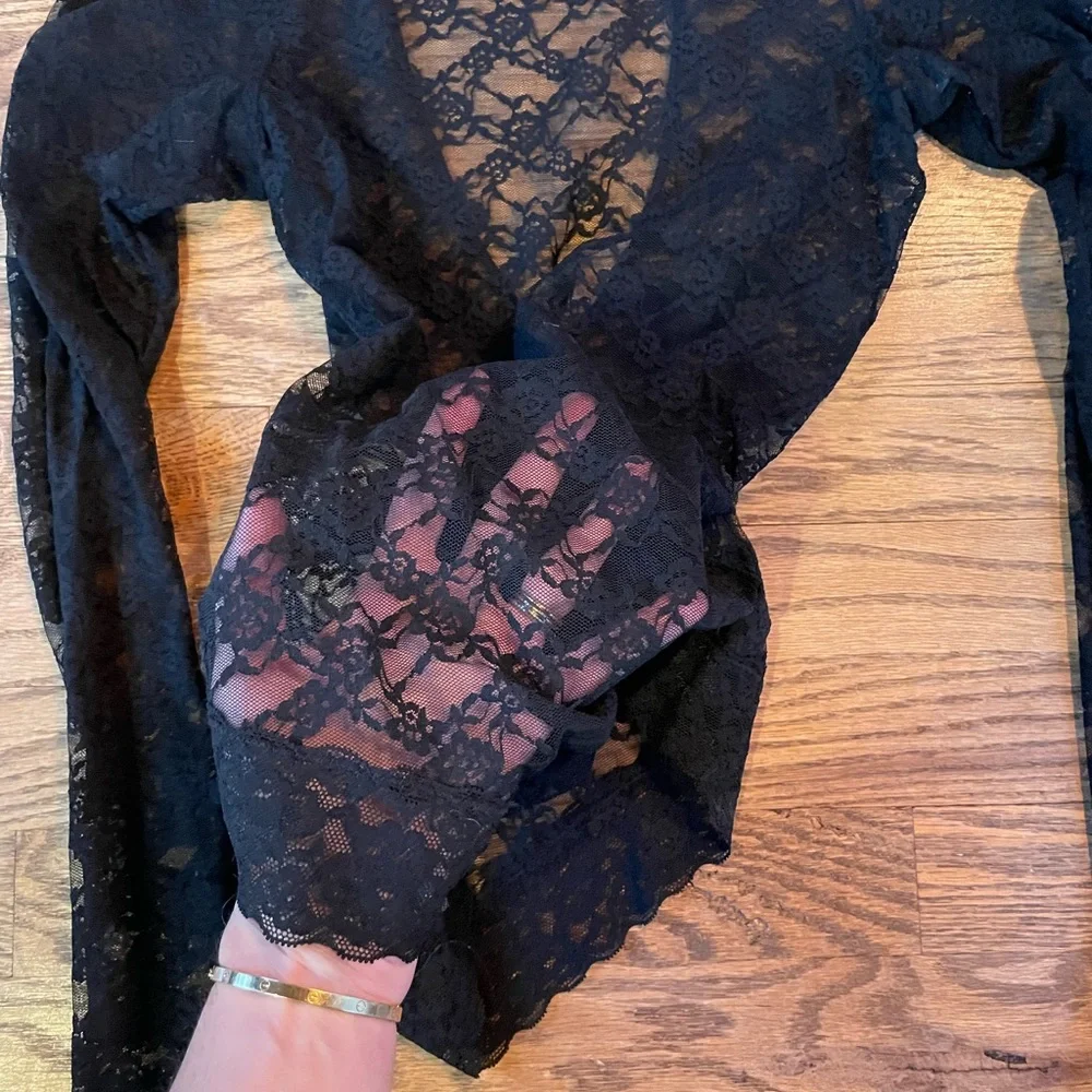 H&M sheer black lace bodysuit, size XS - Picture 2 of 5
